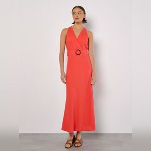 Faux Wrap Sleeveless Dress W/ Belt